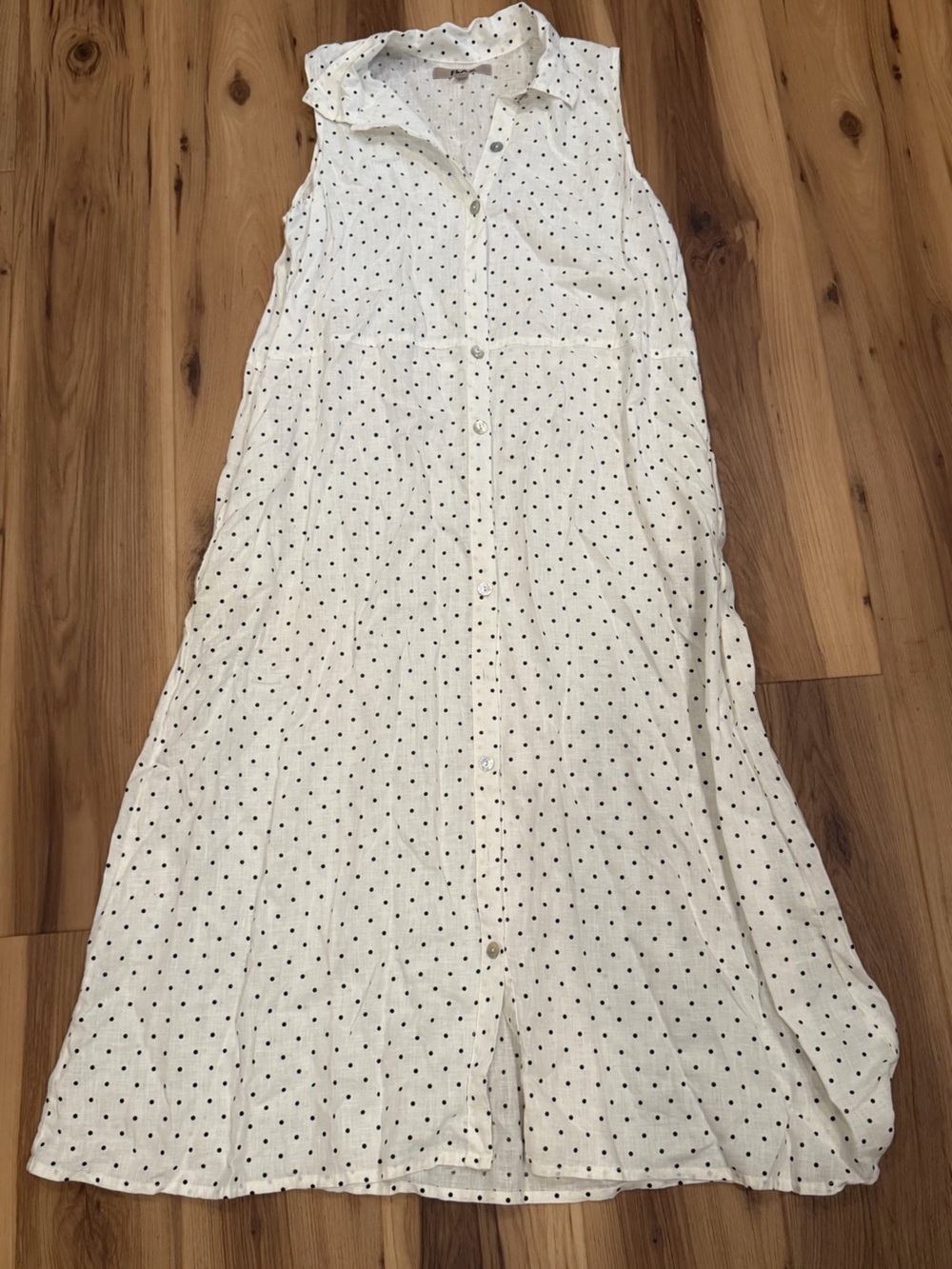 Flax White A-Line Button-Front Polka Dot Skirt